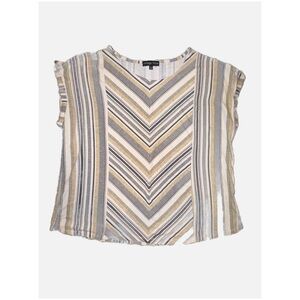 VINTAGE ROSE - NWOT Gray & Tan Striped Chevron Blouse size 2X